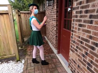 Teen girlscout gets fucked by old man and eats his cum on a cookie